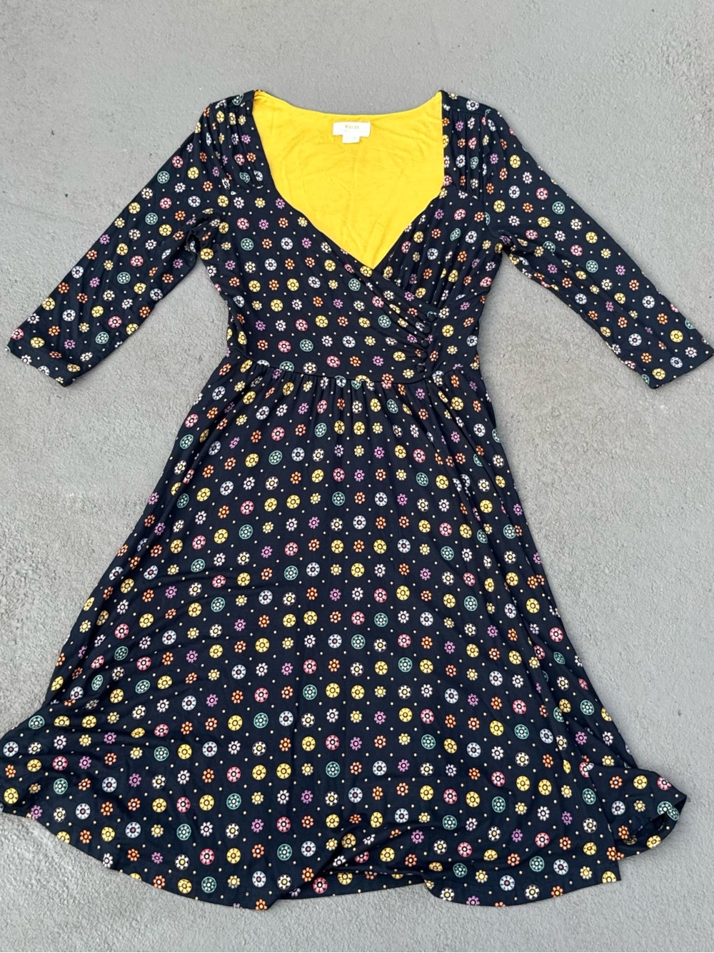 Maeve by Anthropologie Midi Dress Black Multicolor Size M